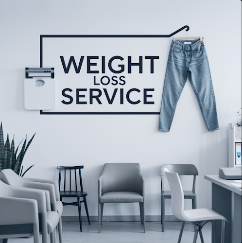 Modern weight loss clinic interior with scale